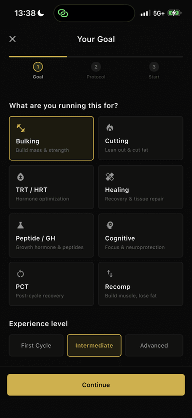 Select your goal and experience level