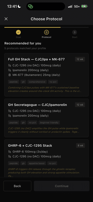 Browse peptide protocol options