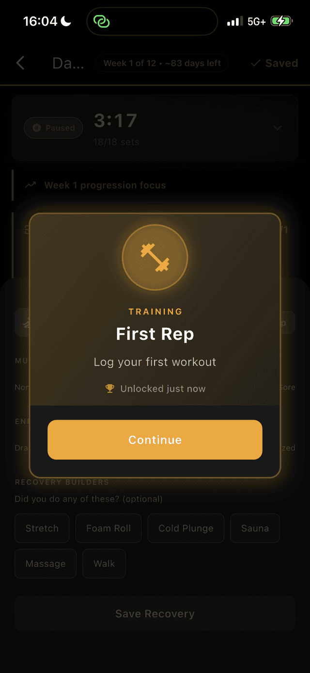 First Rep achievement unlocked
