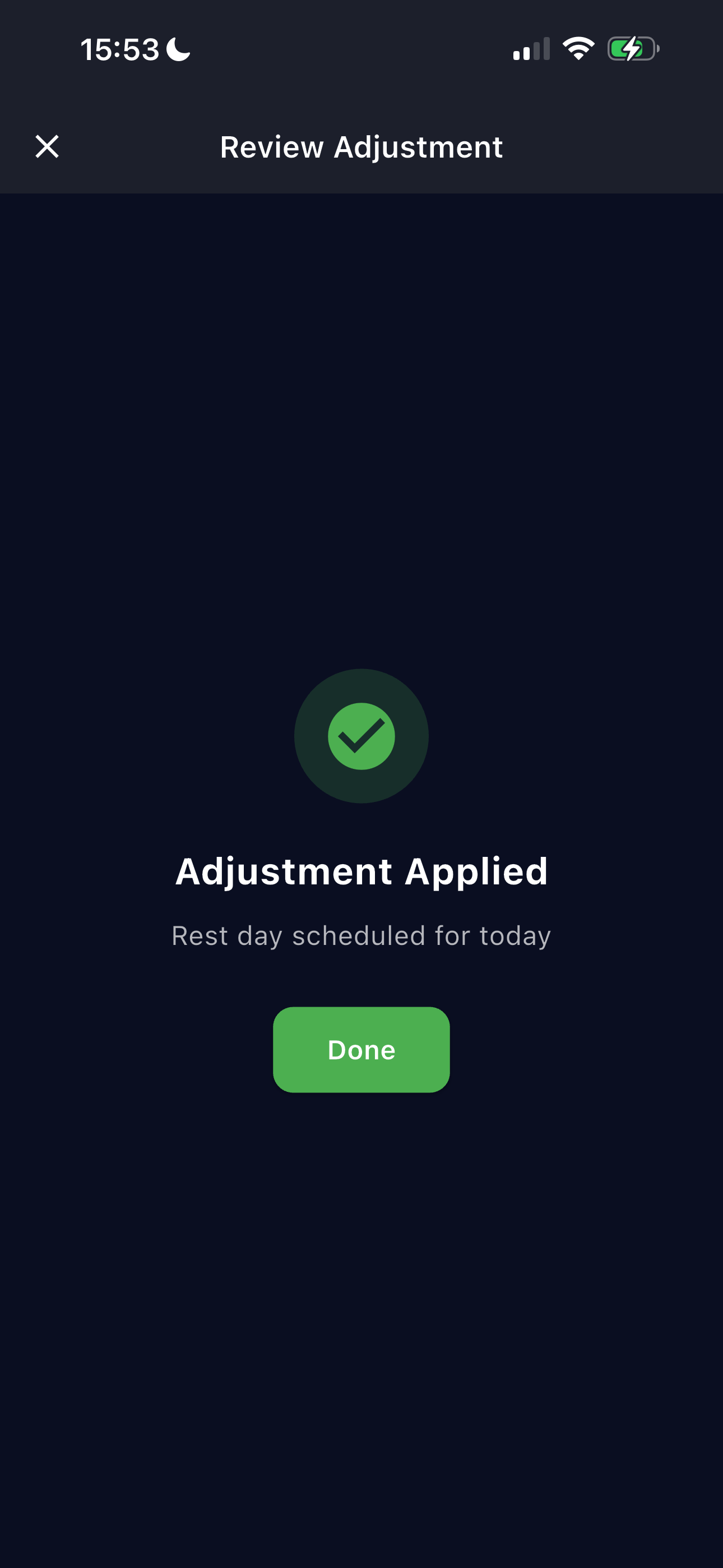 Rest day applied