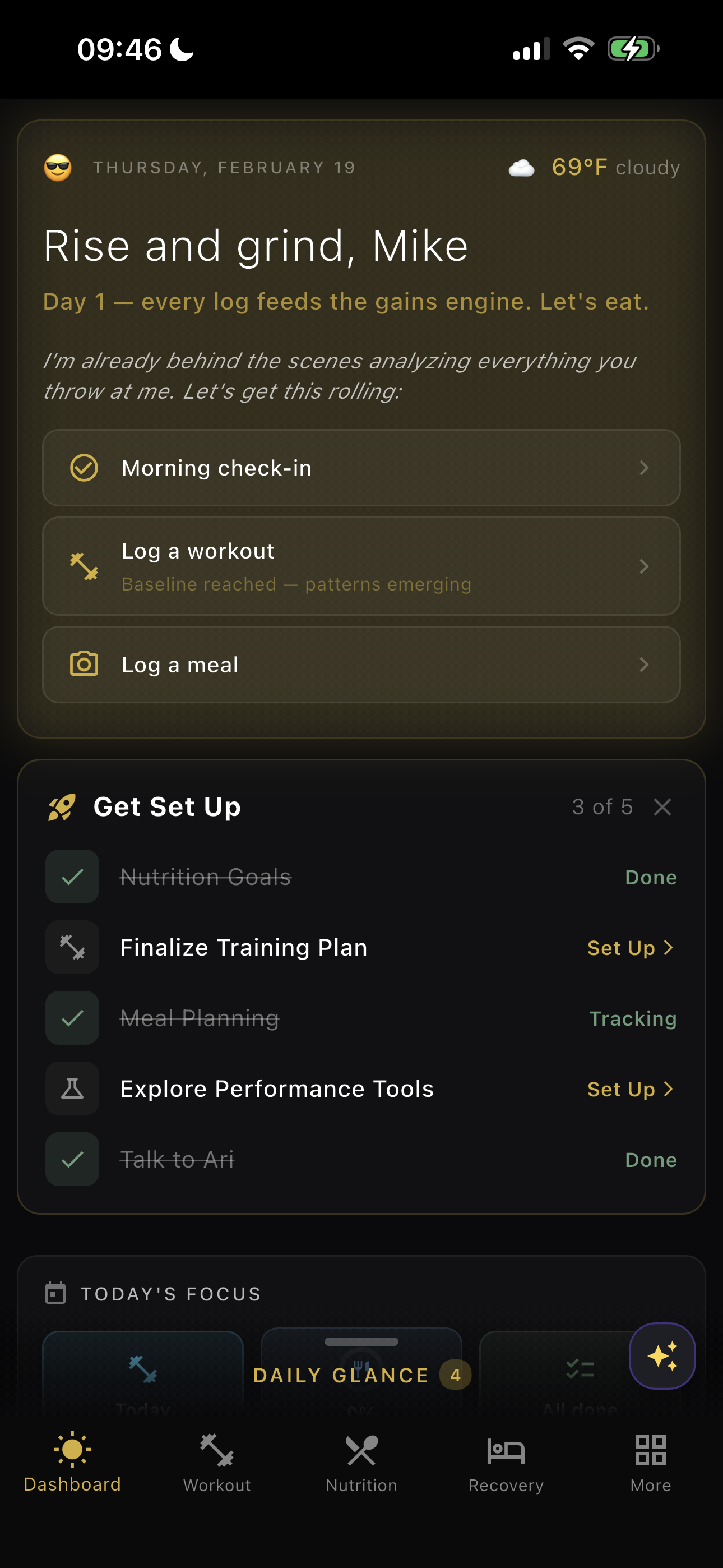 Your dashboard on day one