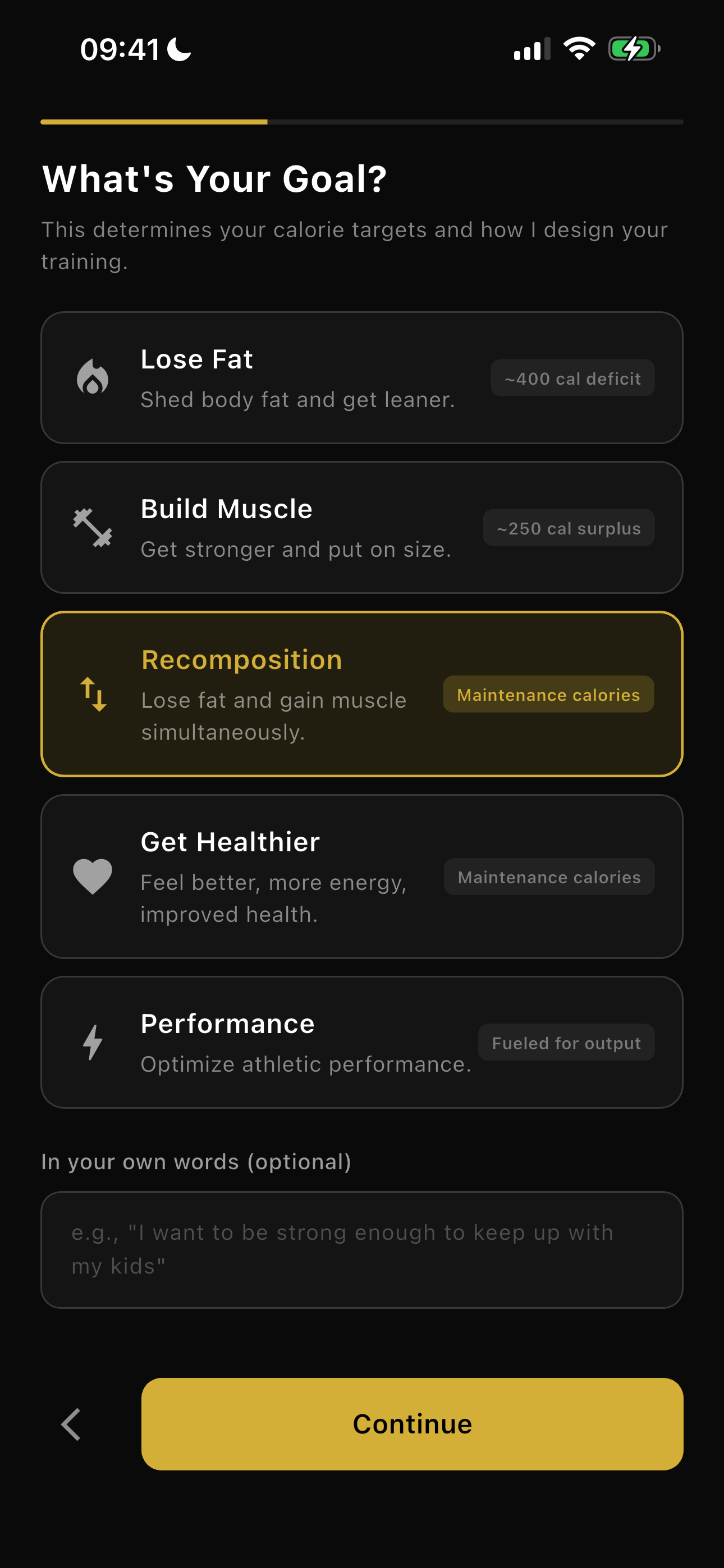 Set your fitness goal