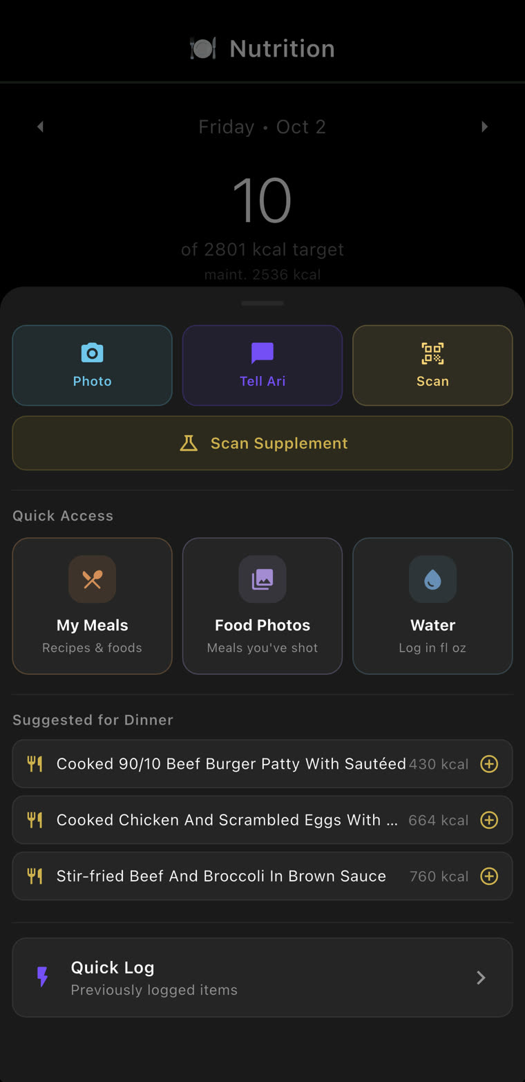 The log sheet: Photo, Tell Ari, Scan, and Scan Supplement