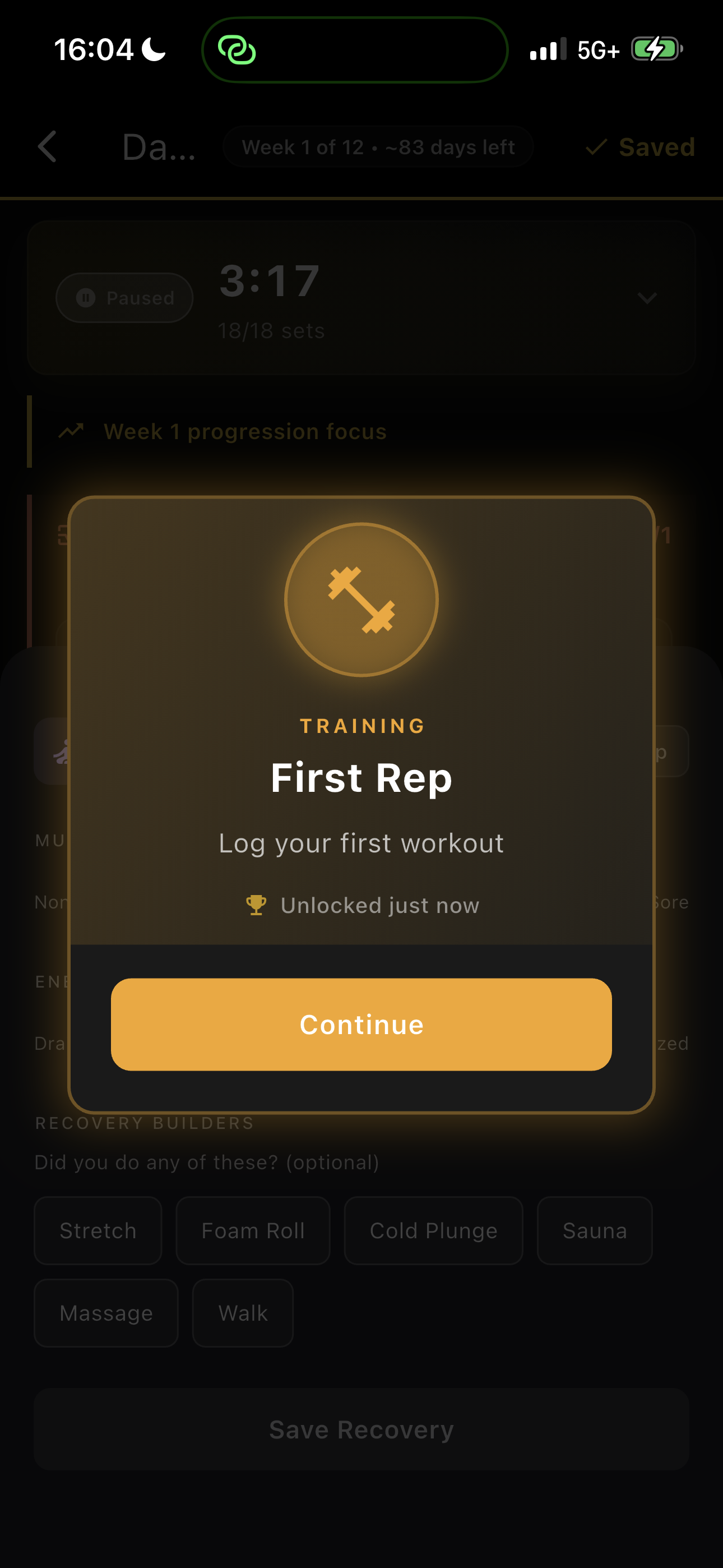 First Rep achievement unlocked